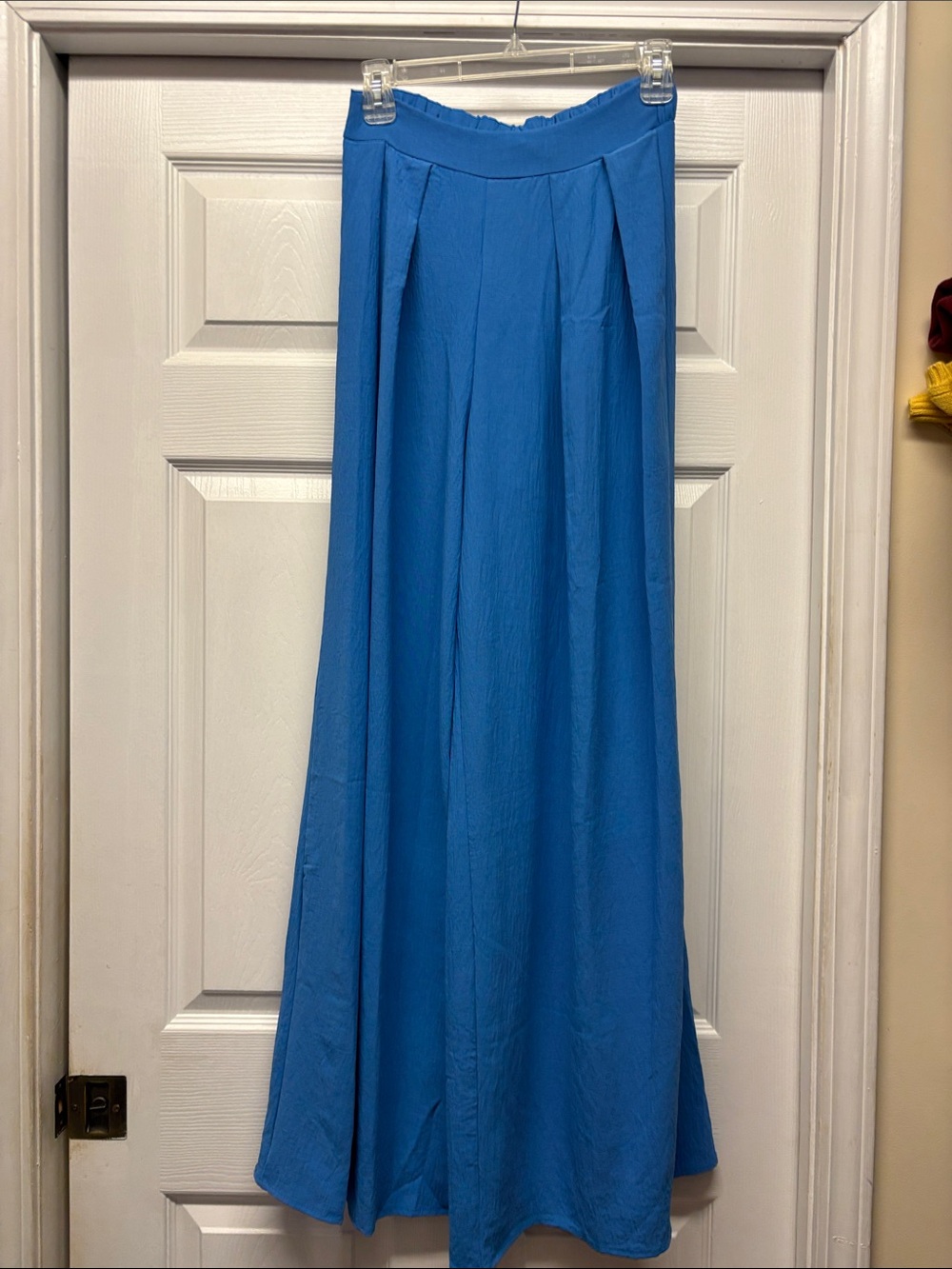 Stylive Blue Wide Leg Dressy Pants  - Elastic Waist Band Lightweight Medium